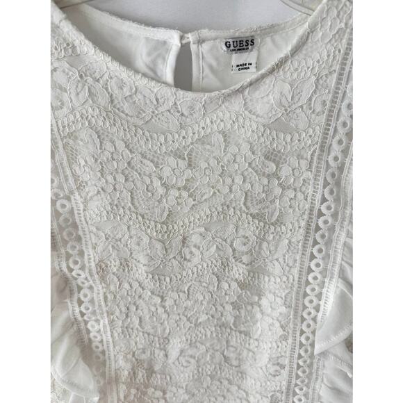 Guess White Lace Ruffle Trim Sleeveless Top Size Girls 16 - Picture 2 of 15